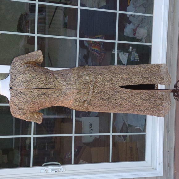 ๐ VINTAGE ๐ SHERI MARTIN NY Gold Flapper Style Dress - Picture 4 of 16